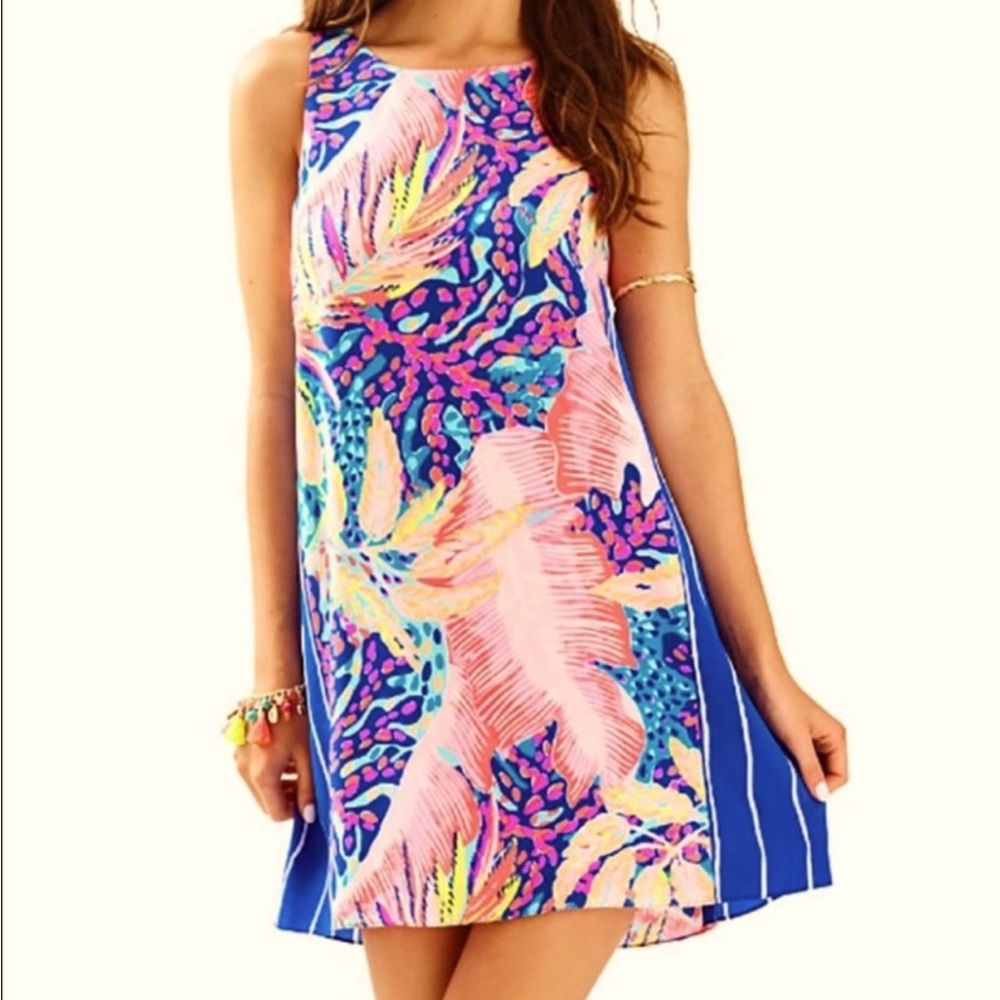 Stunning Lilly Pulitzer silk shift in vibrant Off the Grid print!